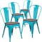 Flash Furniture Crystal Teal-Blue Metal Stackable Chair with Wood Seat, PK4 4-ET-3534-CB-WD-GG - alternate 2